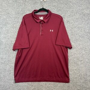Under Armour Shirt Mens 2XL XXL  Burgundy Polo Short Sleeve Performance Loose